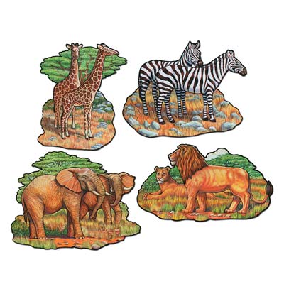 Beistle - 55553 - Zoo Animal Cutouts- Pack of 12