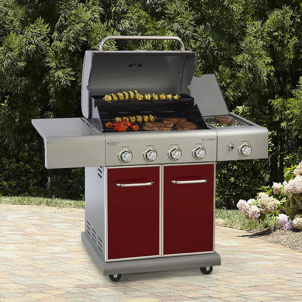Kenmore PG40409SOLB 4Burner LP Gas Grill with Side Burner Red