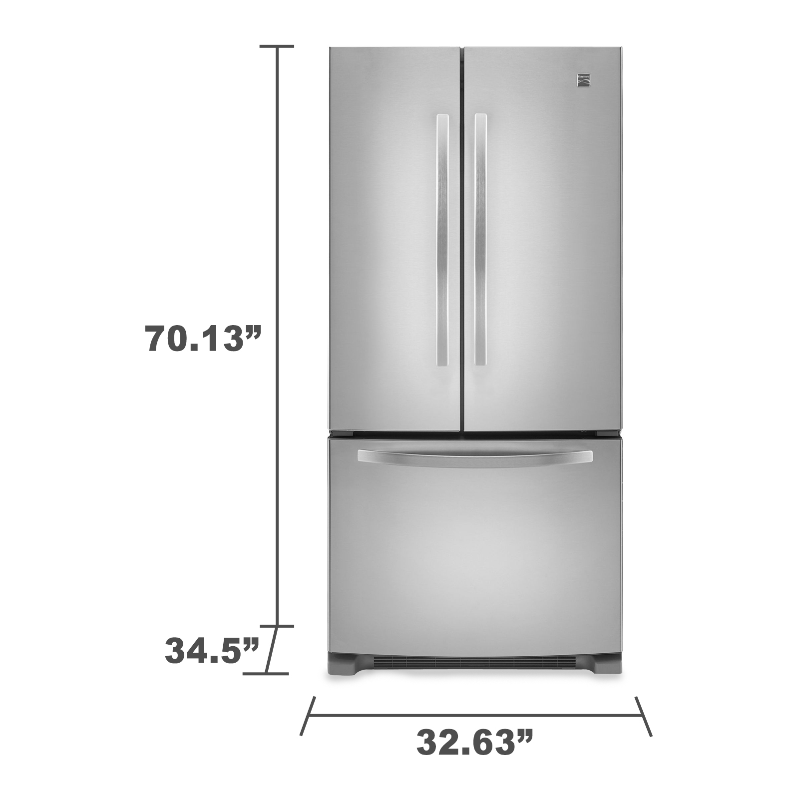 Kenmore 72003 22 1 Cu Ft 33 French Door Bottom Freezer Refrigerator W Internal Dispenser Stainless Steel