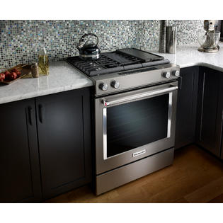 Kitchenaid Ksdg950ess 6 4 Cu Ft 4 Burner Downdraft Dual Fuel