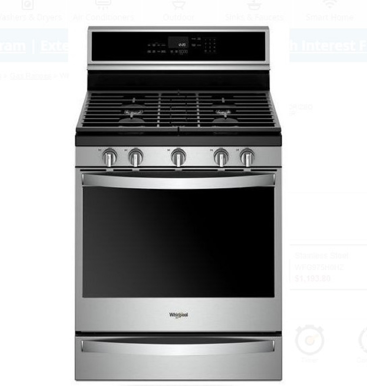 Whirlpool WFG975H0HZ0 Gas Freestanding Range