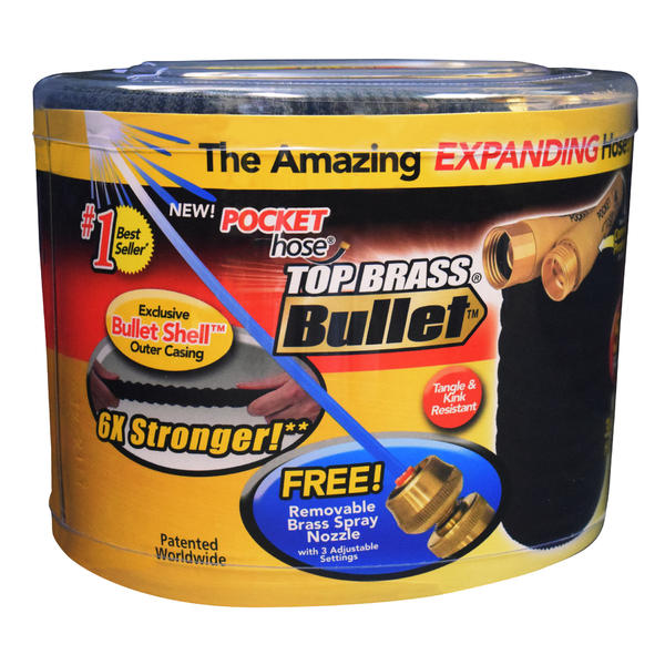 As Seen On TV 114626 Pocket Hose 50' Top Brass Bullet Expandable Hose