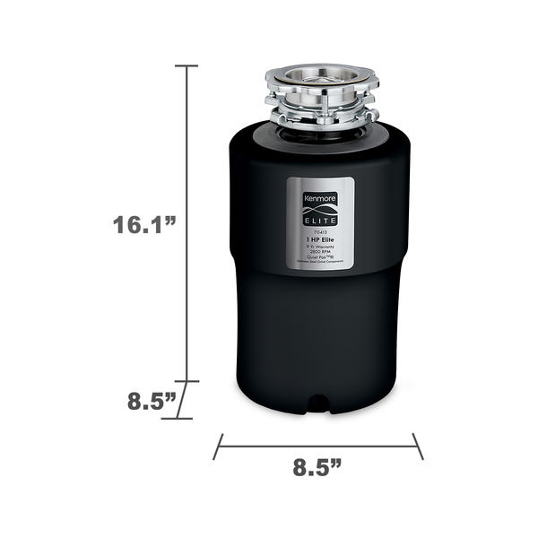 Kenmore Elite 70413 1 Horsepower Deluxe Garbage Disposer Black