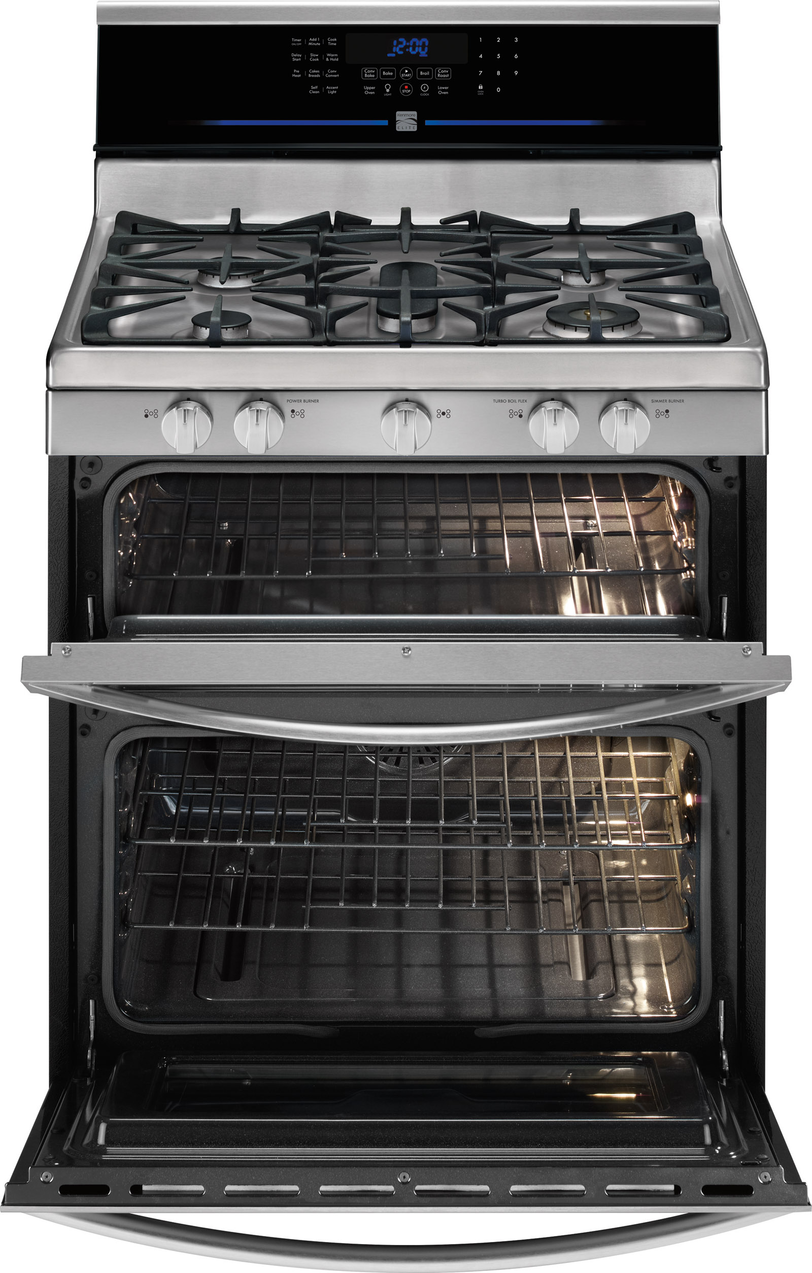 Kenmore Elite 78153 5.9 Cu. Ft. Double-Oven Gas Range - Stainless Steel ...