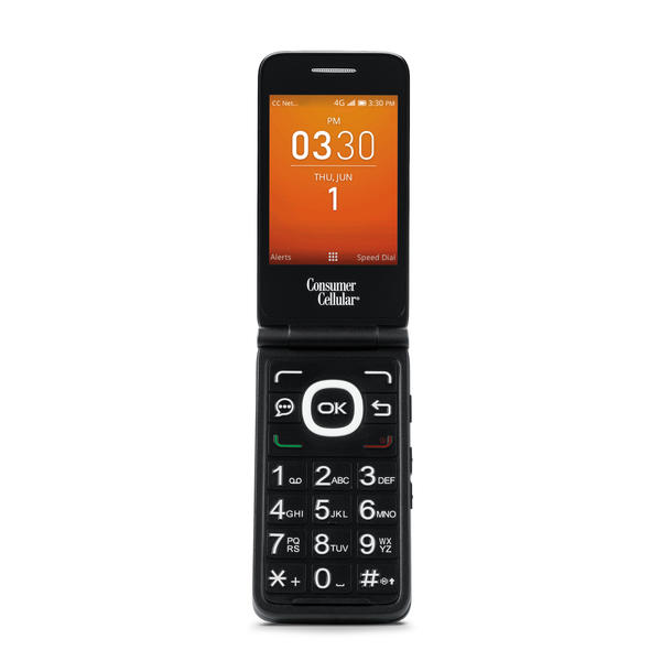 Consumer Cellular GOFLIPBLACK Go Flip Cell Phone Black Sears
