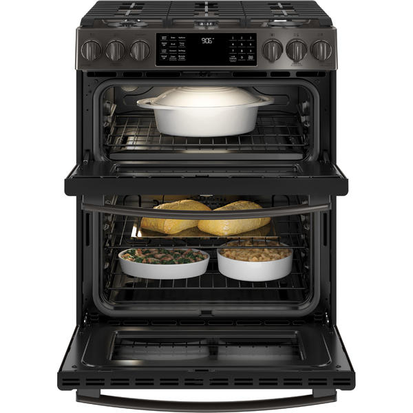 GE Profile Series PGS960BELTS 30" Double Oven Convection Gas Range Black Stainless Steel