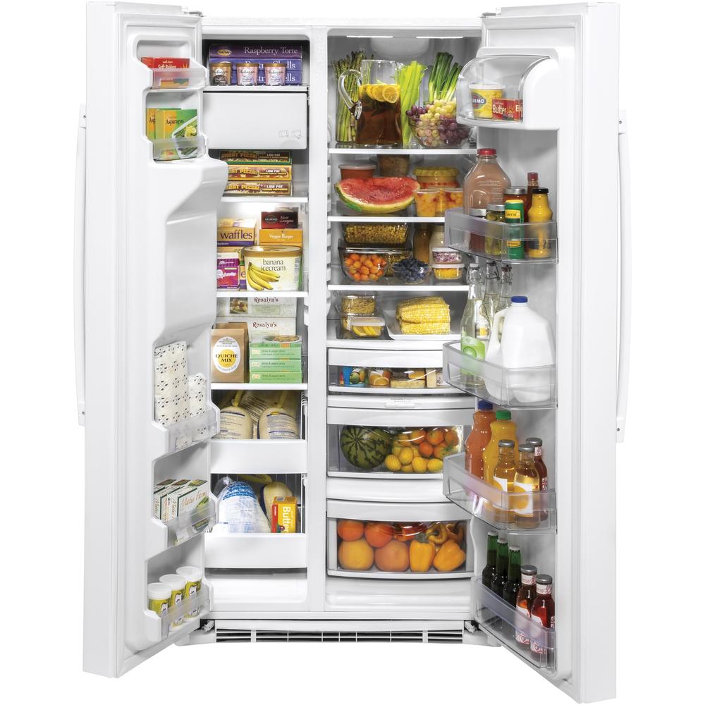 Ge Appliances Gss25ignww 25 1 Cu Ft Side By Side Refrigerator White