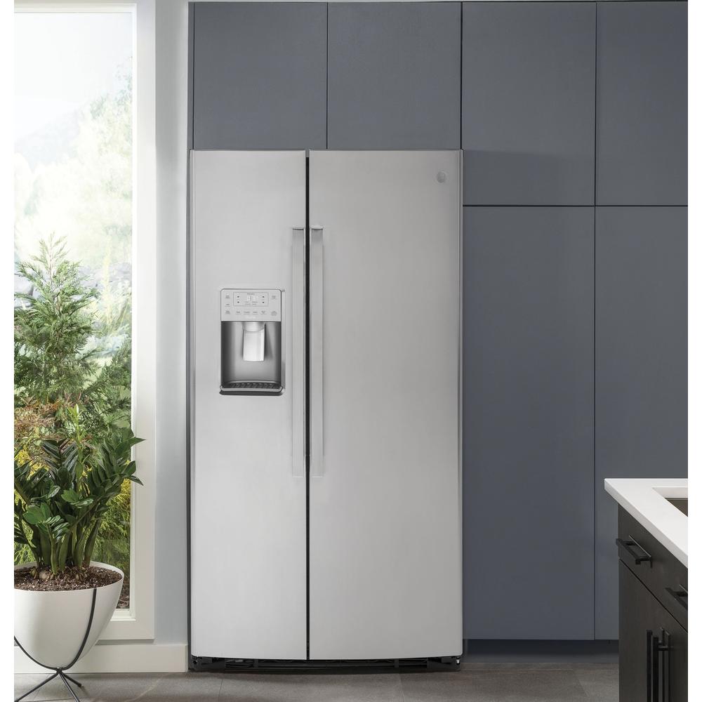 Ge Appliances Pzs22mykfs Profile 21 9cu Ft Counter Depth Side By Side Refrigerator