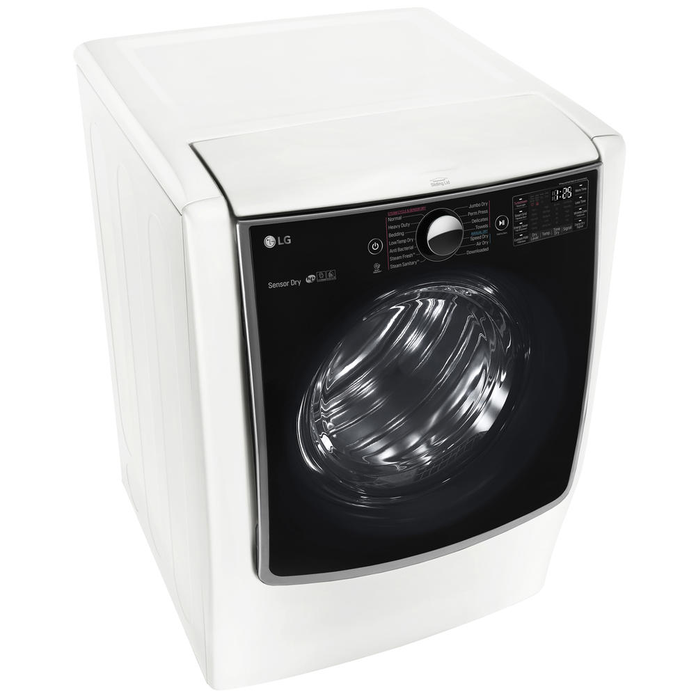 White With Steam Cycle Electric Dryer LG DLEX9000W TurboSteam 9.0 Cu Ft Energy Star 