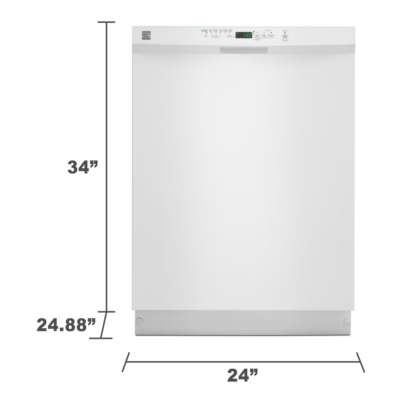 white dishwasher with stainless steel tub