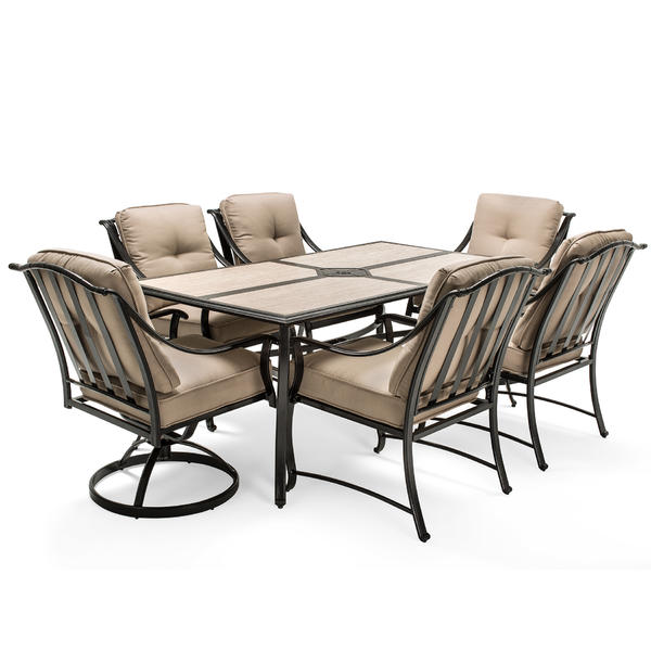 La Z Boy Outdoor Demer 7pc Emerson 7 Pc Dining Set Oatmeal