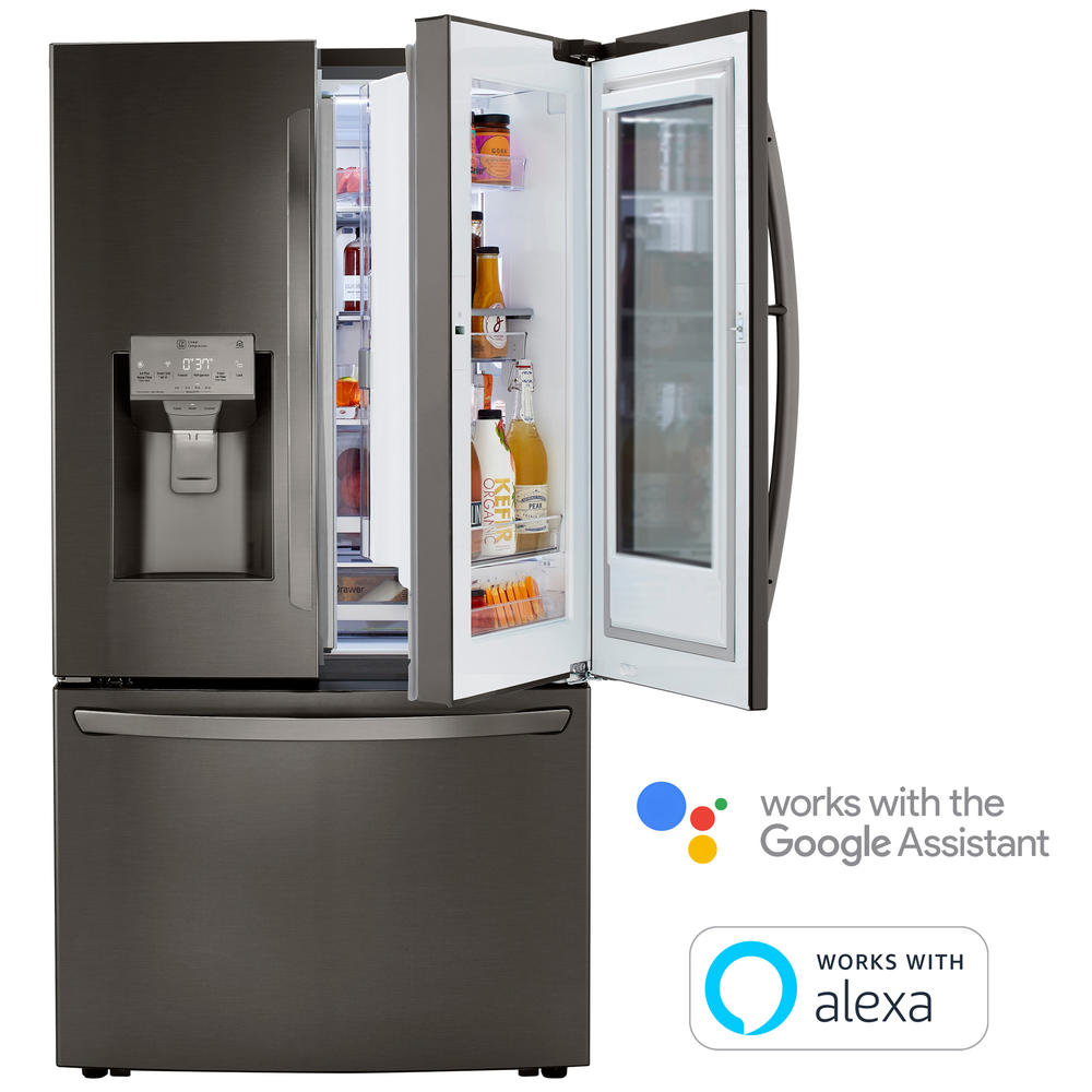 Lg Lrfvs3006d 29 7 Cu Ft Smart Wi Fi Enabled Instaview W Craft Ice Door In Door Refrigerator Black Stainless