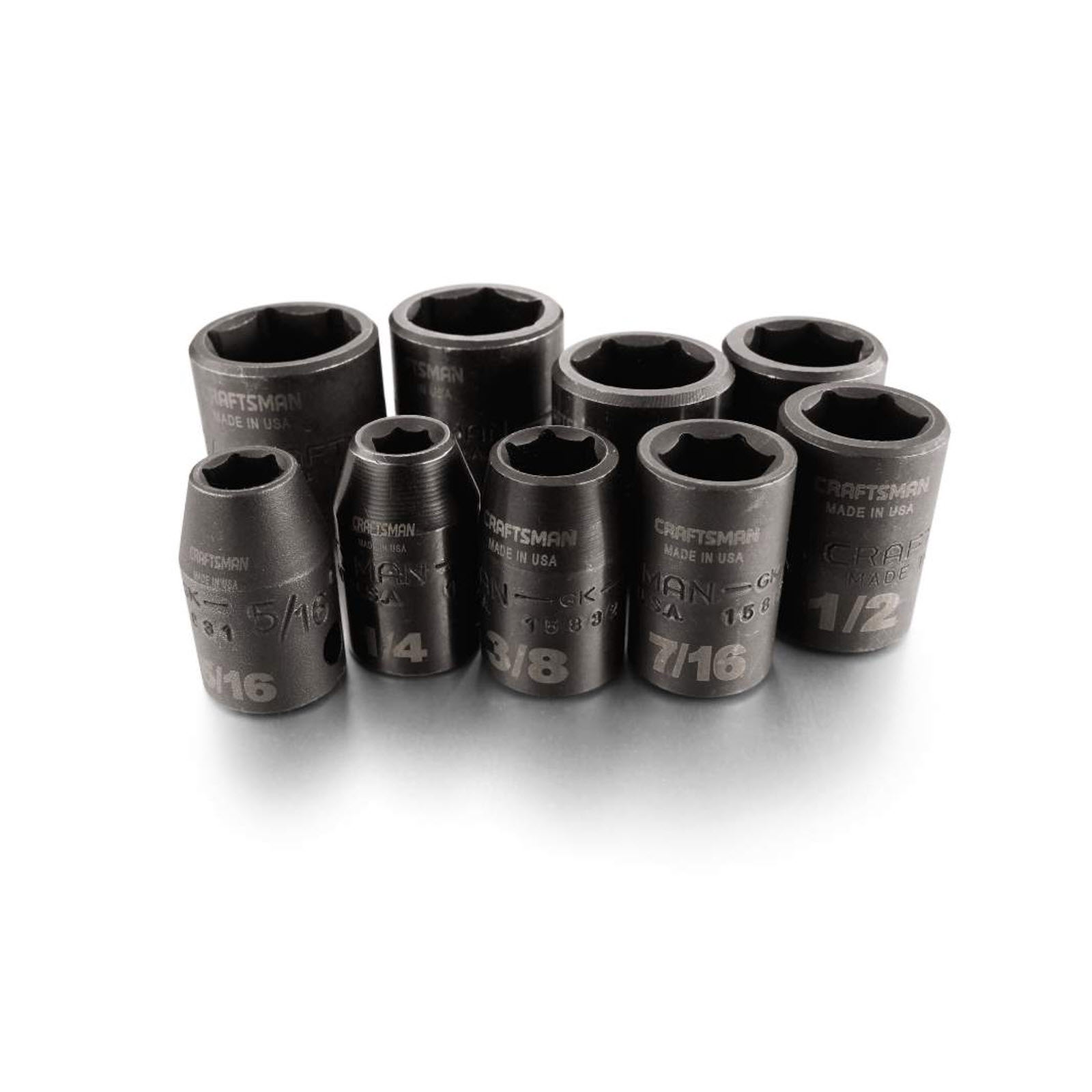 Craftsman 9 Piece Impact Socket Set Easy To Read 3/8 Inch Drive Metric 6 Point