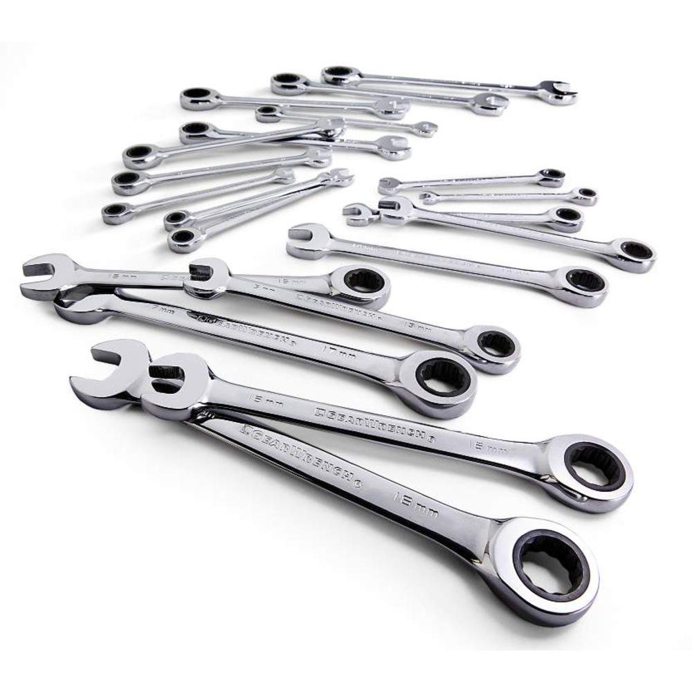 GEARWRENCH 20 PIECE STANDARD SAE & METRIC RATCHETING COMBINATION WRENCH SET 