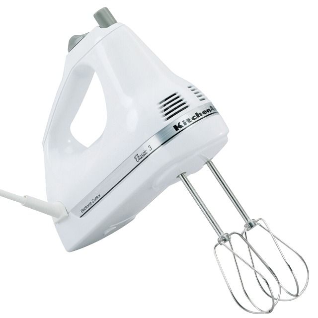 KitchenAid KHM3WH-1 Classic 3-Speed Hand Mixer Beaters Included!