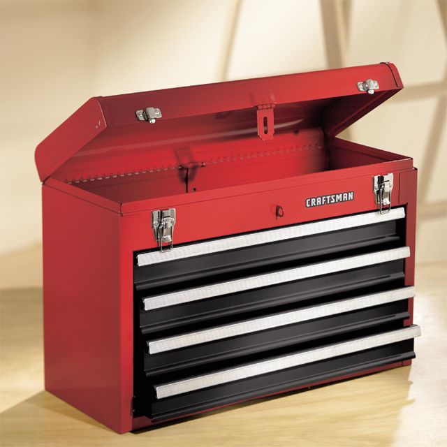 Craftsman 65427 4 Drawer Metal Portable Chest Red Black