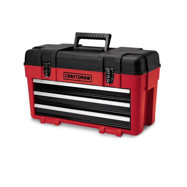 Craftsman 262650 3 Drawer Plastic Metal Portable Chest Red Black