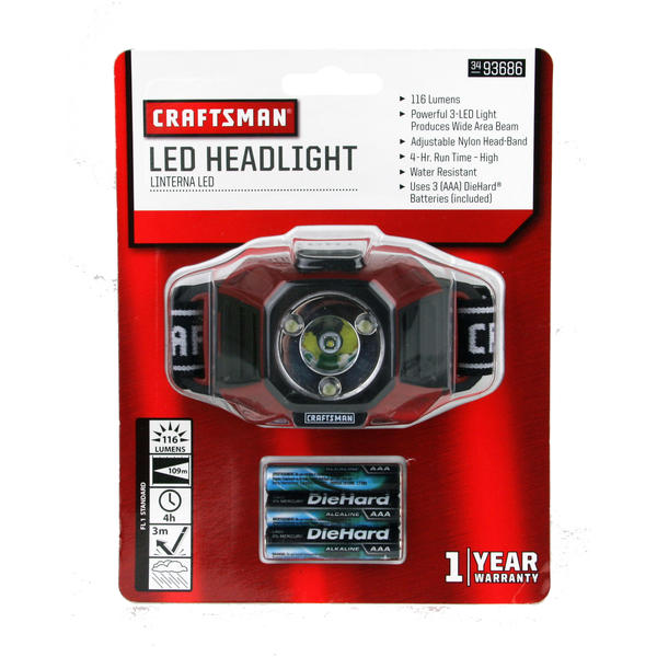 Craftsman 41-5105 LED 116 Lumen - 3AAA Work Headlamp | Sears Hometown ...