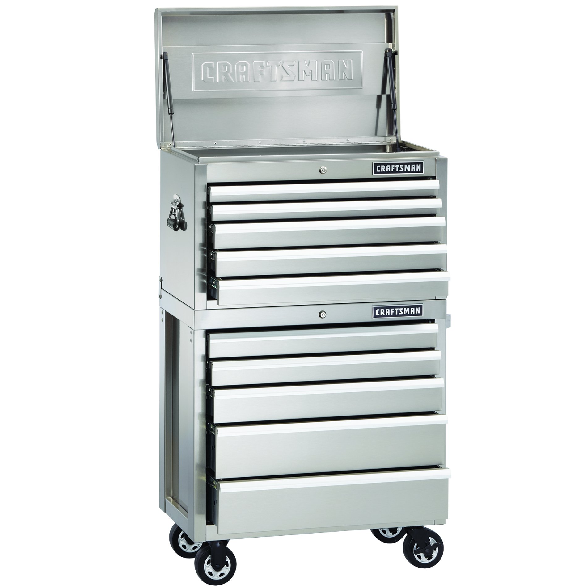 Craftsman 32 Inch 5 Drawer Premium Heavy Duty Rolling Cabinet Stainless Steel