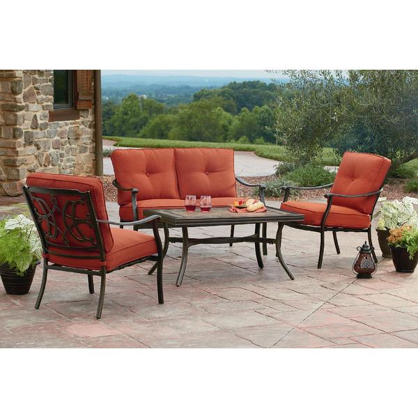Agio International Acf 03500 08617 Tuscany 4 Piece Seating Set Featuring Sunbrella Fabric American Freight Sears Outlet