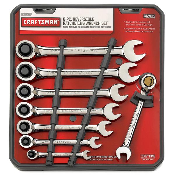 Craftsman 42405 8 Pc Reversible Ratcheting Combination Wrench Set