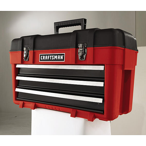 Craftsman 262650 3Drawer Plastic/Metal Portable Chest Red/Black