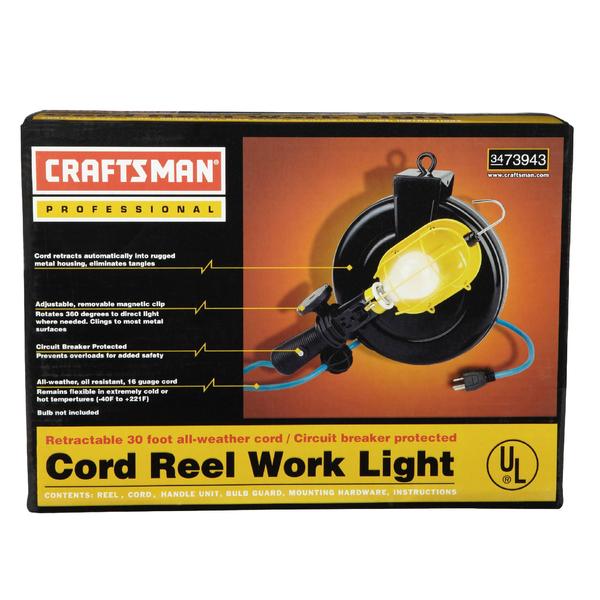 Craftsman 73943 Incandescent Work Light with 30 ft. Retractable Reel ...